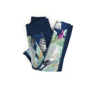 Athleta Blue Floral Print Tight XSP